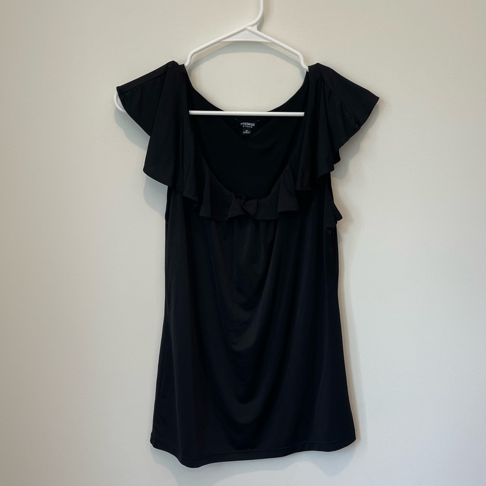 Premier Studio ruffle blouse size medium. Black